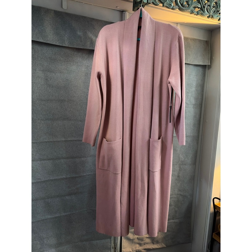 Maxsport Women Pink Longline Open Front Cardigan Shawl Collar Pockets XL